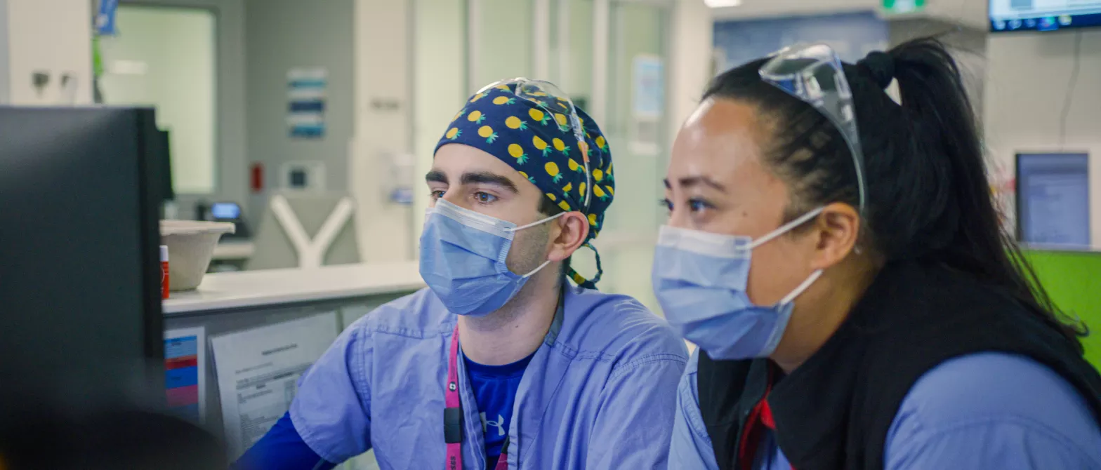 Emergency Department nurses looking at a computer